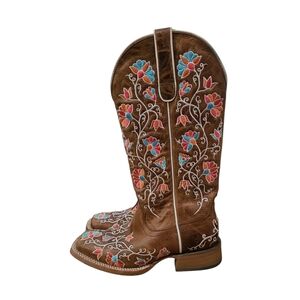 Ariat Carmelita Womens Cowboy Leather Boots Embroidered Floral Design Size 6.5 B